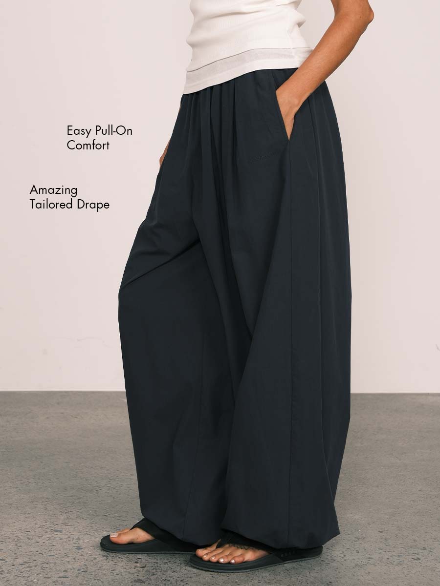 Relaxed Tencel-Cotton Tapered Drape Pants – an action a day