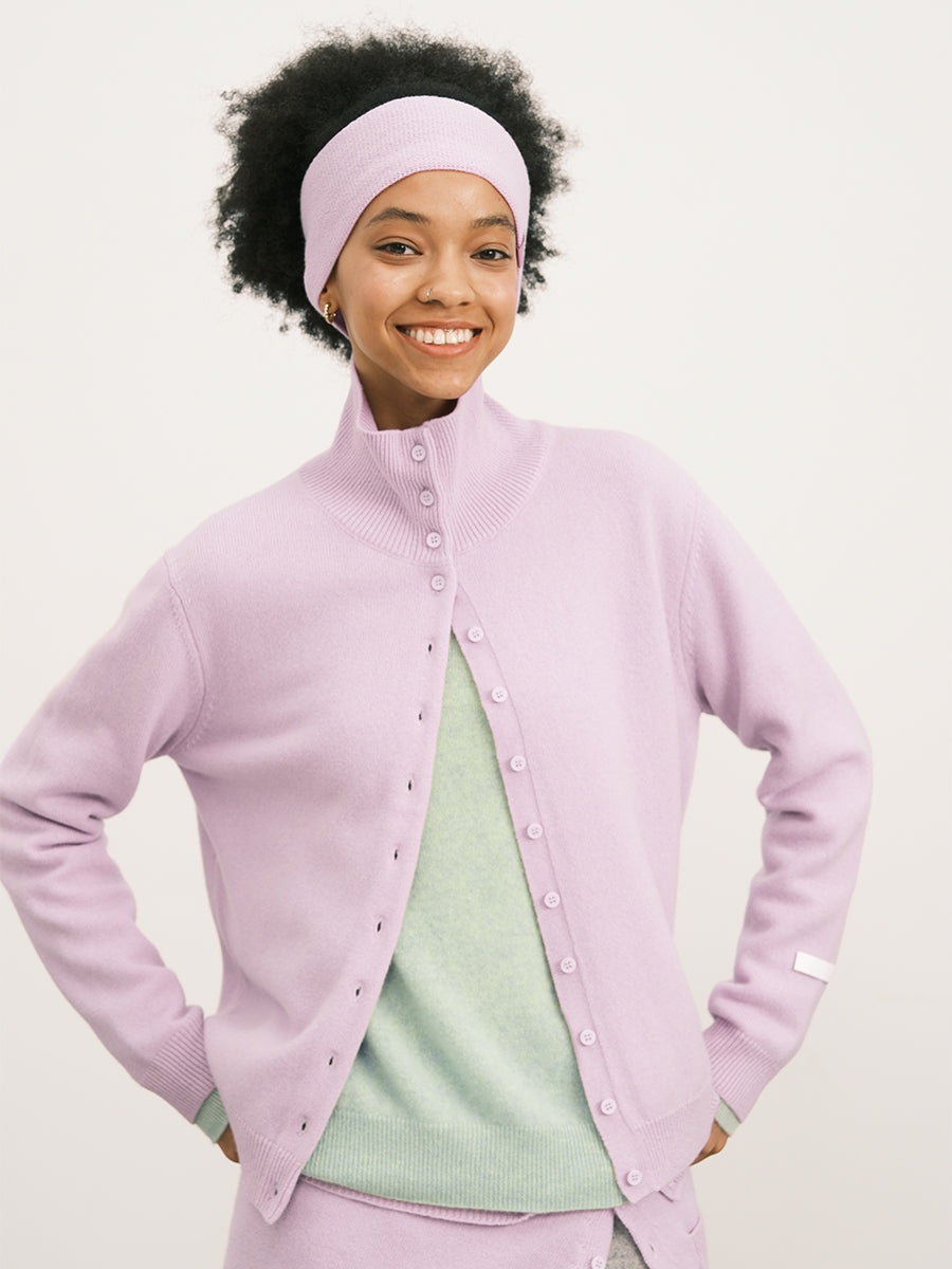 や*ん様 h219 ステファネル　カシミヤ100% タートルネックニットパープル Wool Blend Turtleneck Cardigan – an action a day