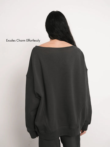 Oversized Off-Shoulder Sweatshirt for Women – an action a day