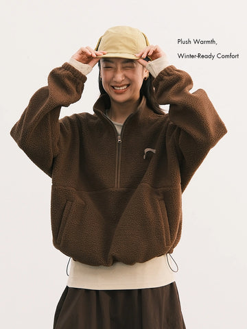 Sherpa Teddy Fleece Half-Zip Pullover – an action a day