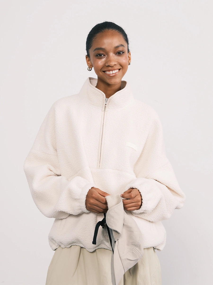 Sherpa Teddy Fleece Half-Zip Pullover – an action a day
