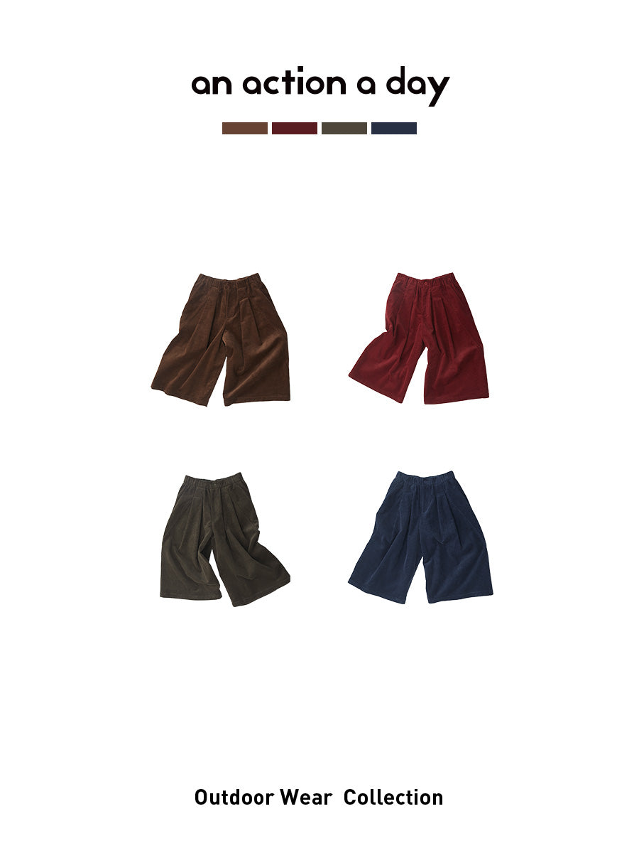 Soft 100% Cotton Corduroy Wide-Leg Cropped Pants – an action a day